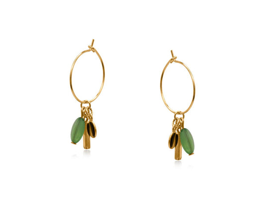 Bellas Charm Hoop Earrings: Emerald