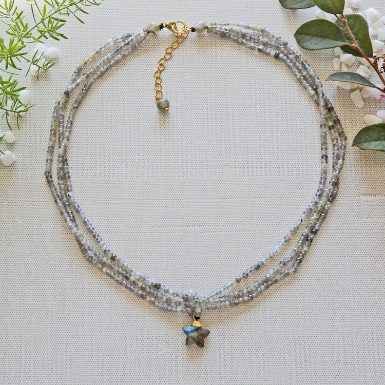 Multi-strand Labradorite Necklace with Star