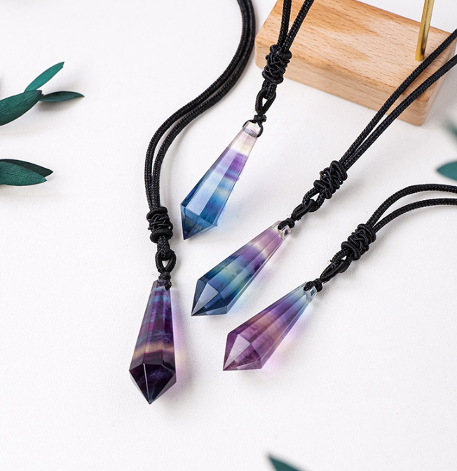 Rainbow Fluorite Necklace Pendulum