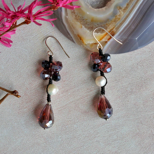 Freshwater Pearl & Crystal Earrings