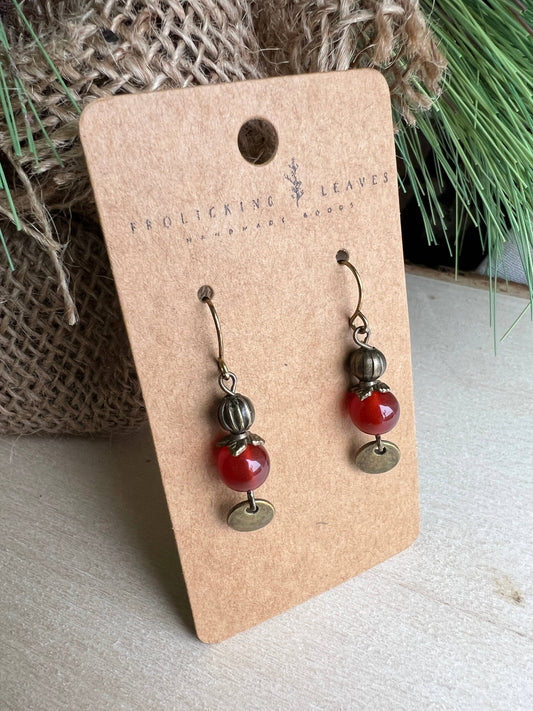 Carnelian Bronze Earrings