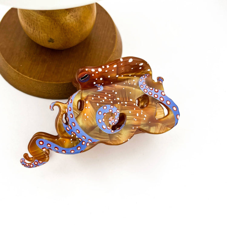 Blue Ring Octopus Hair Claw Clip