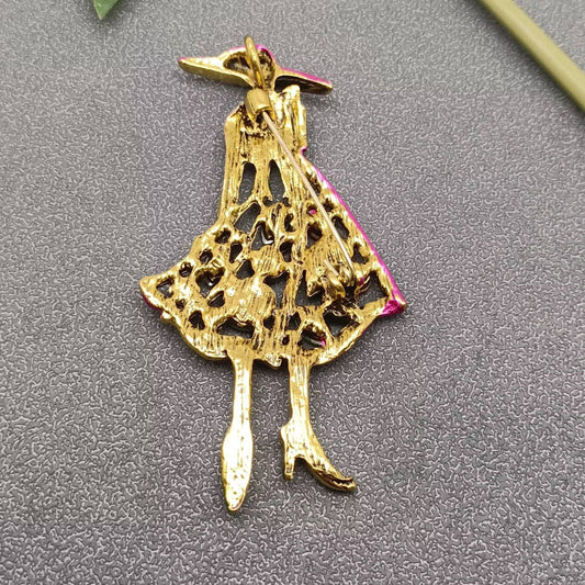 Girl in a Pink Hat Brooch