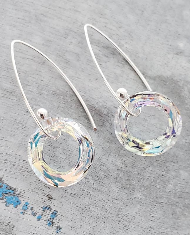 Crystal Halo Silver Earrings