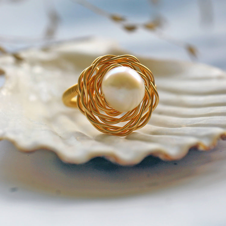 Freshwater Wire Wrapped Pearl Ring