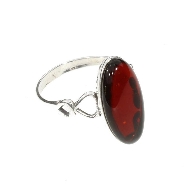 Cherry Amber Sterling Silver Ring