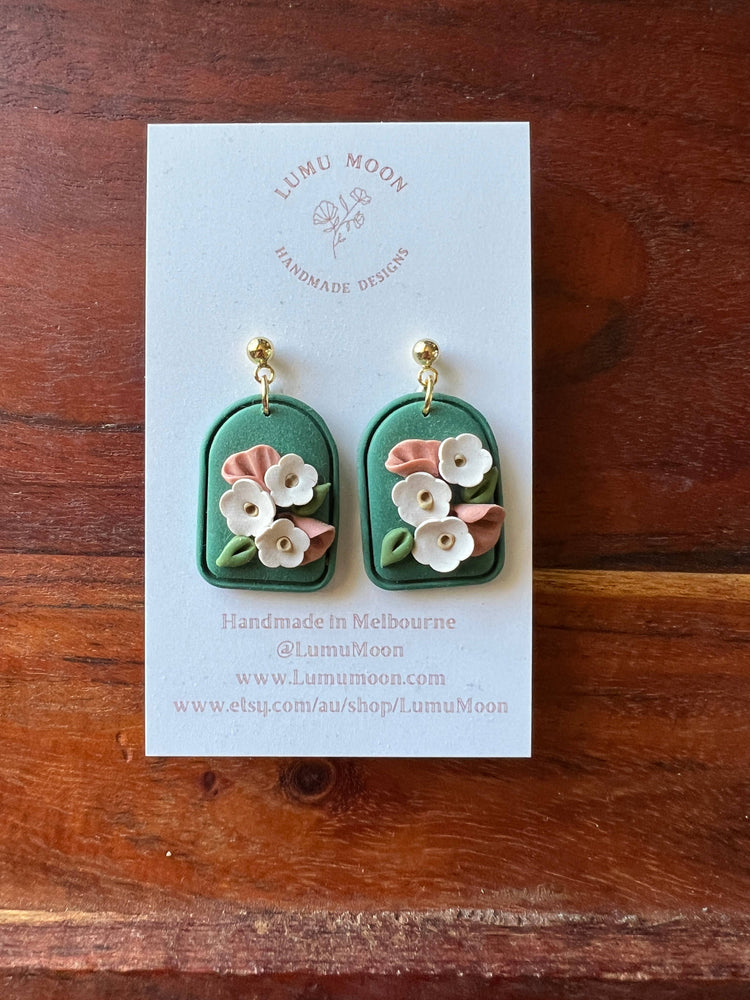 Simple Green Floral Earrings