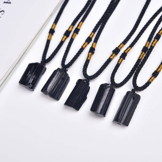 Raw Black Tourmaline Protection Pendant Necklace