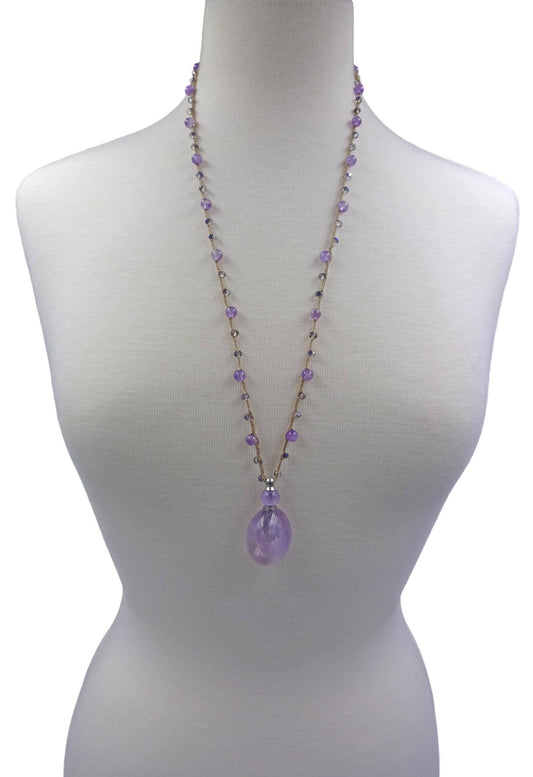 Amethyst Perfume Bottle Necklace