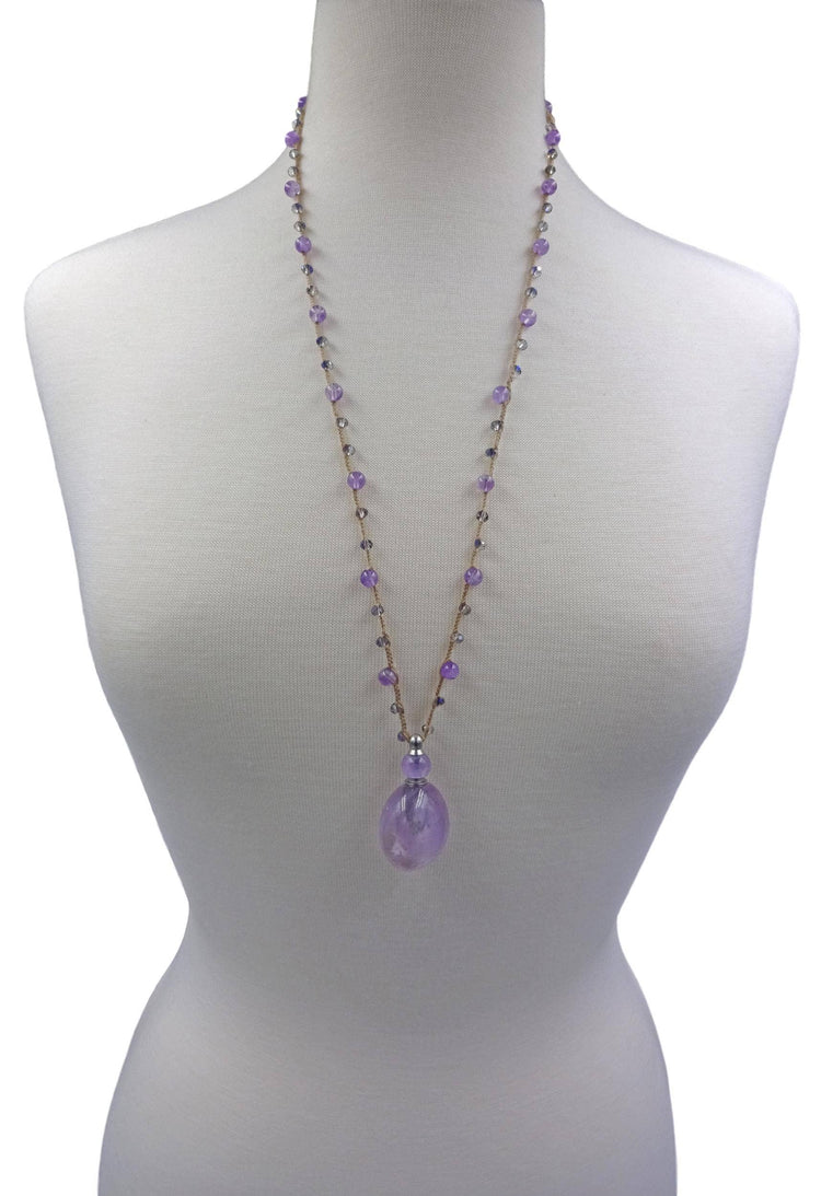 Amethyst Perfume Bottle Necklace