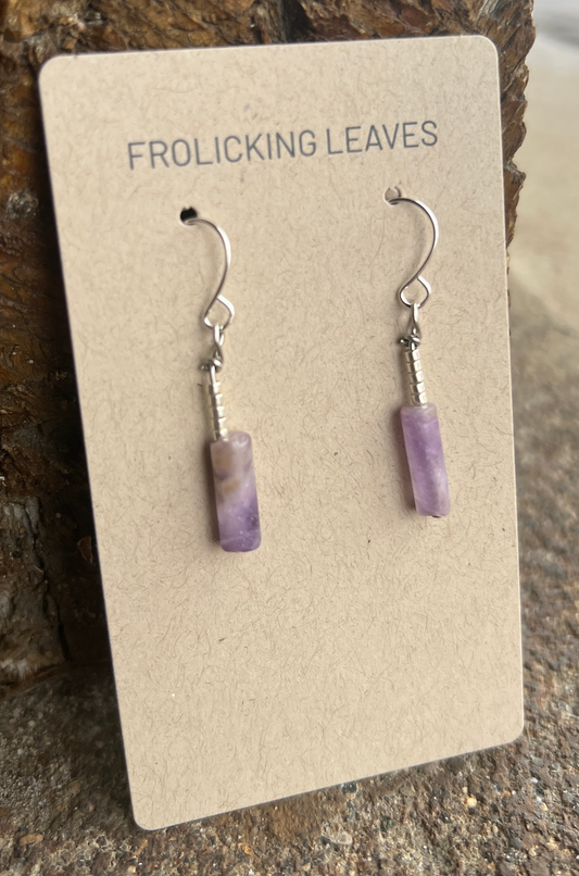 Amethyst Beaded Earrings: Sterling Silver Ear Wire