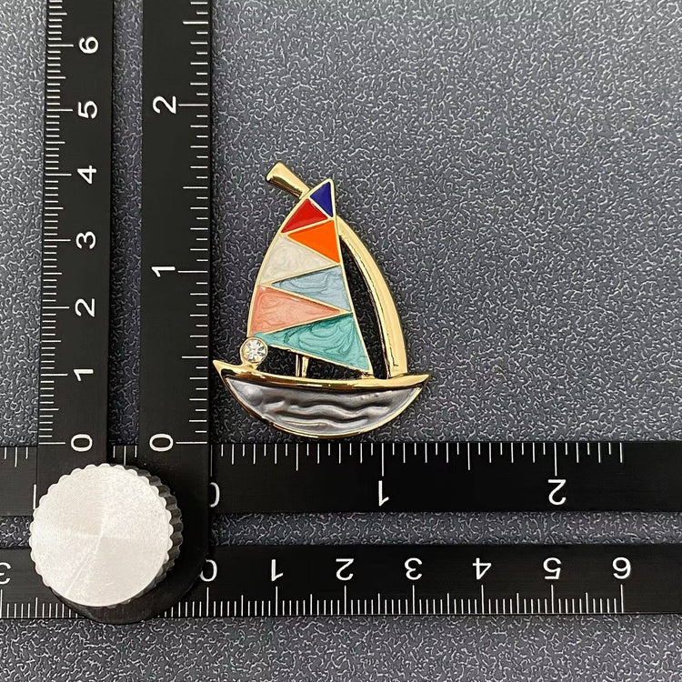 Enamel Sailboat Brooch