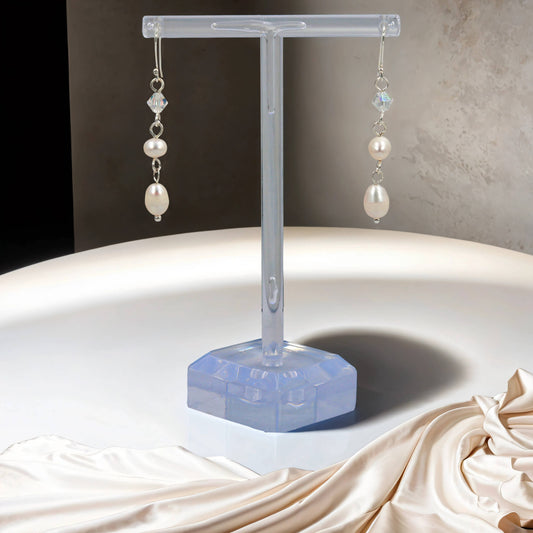 Faceted Crystal and Pearls Earring