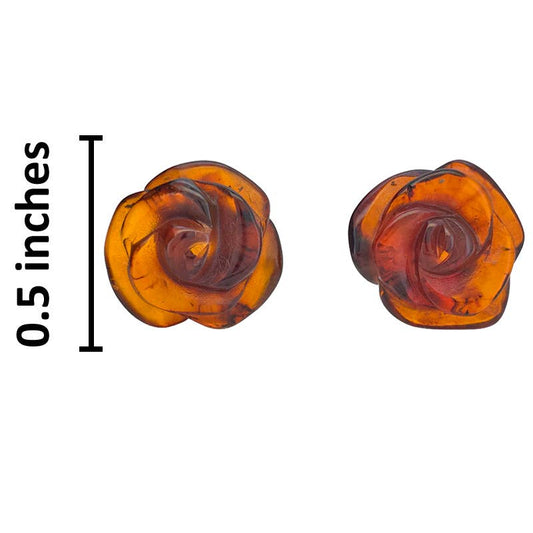 Cognac Amber Handmade Sterling Silver Stud Earrings