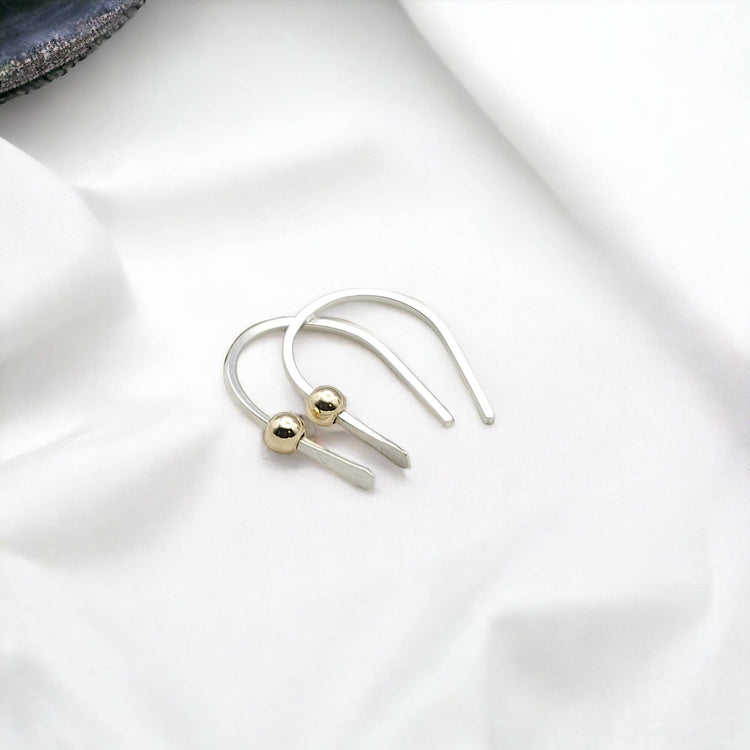 Tiny Silver and Gold Hugger Earrings