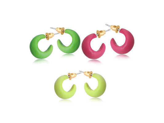 Severine Pack Of 3 Resin Tiny Hoops: PASTEL
