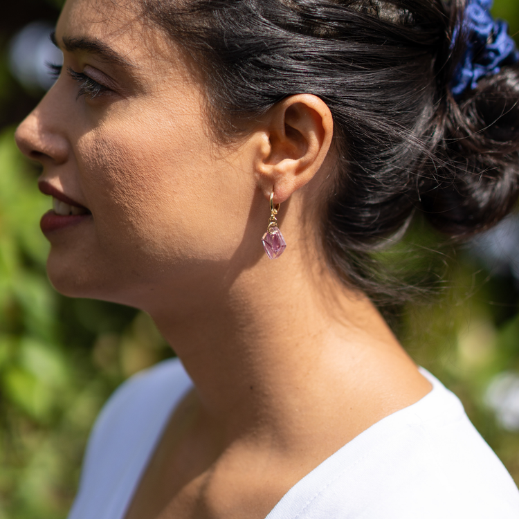 Pink Strawflower Earrings: 14k Gold Plated