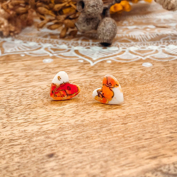 Heart Stud Earrings With Gold Finish: Hearts