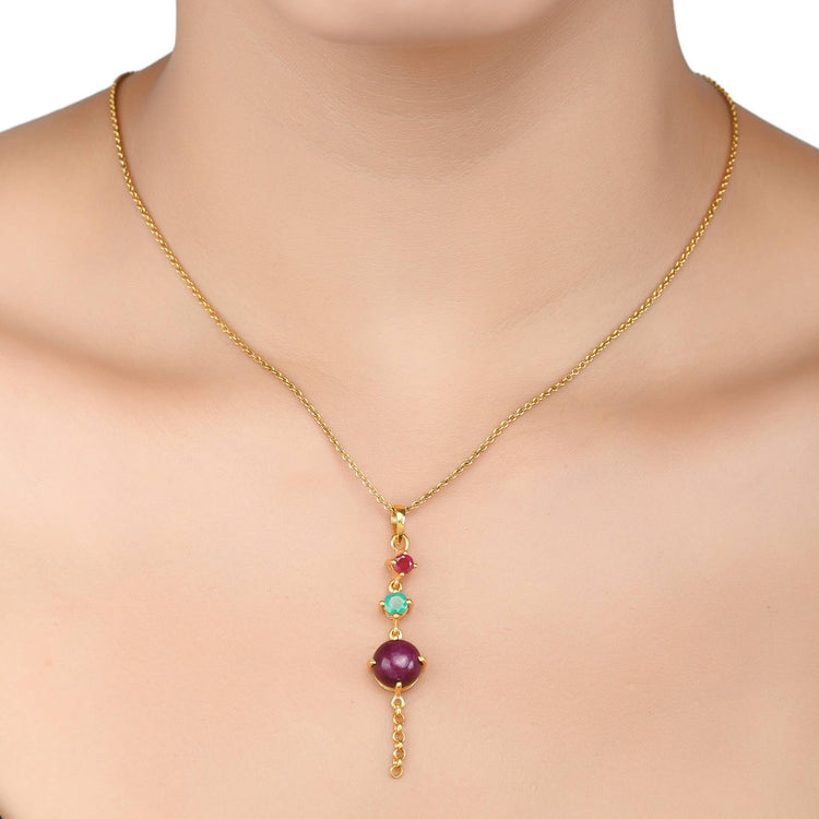Ruby Emerald Gold Vermeil Pendant