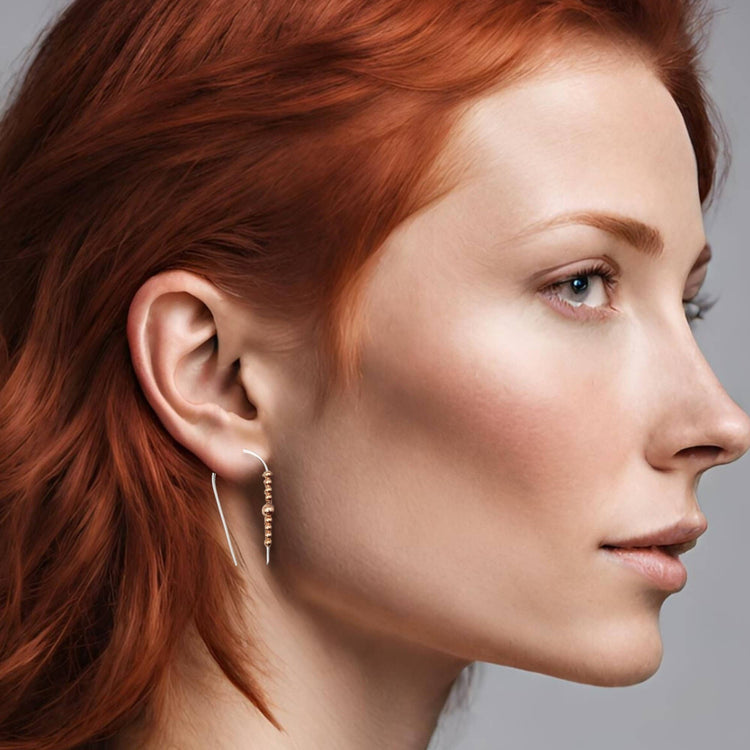 Sterling Silver and Copper Threader Earrings