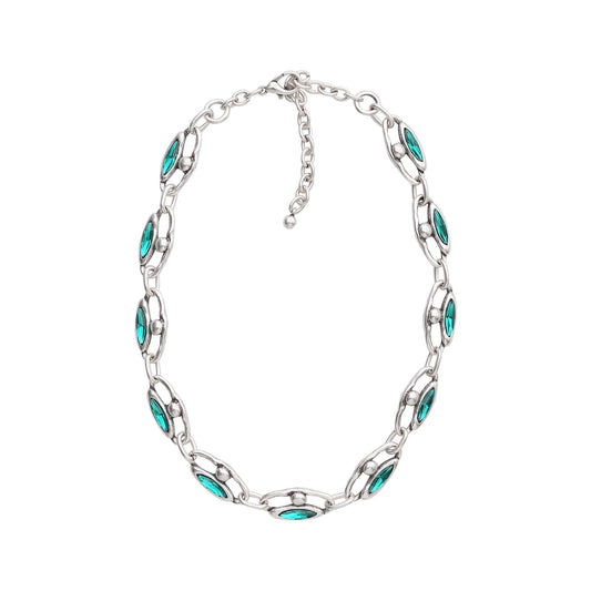 Handmade Green Crystal Pewter Necklace