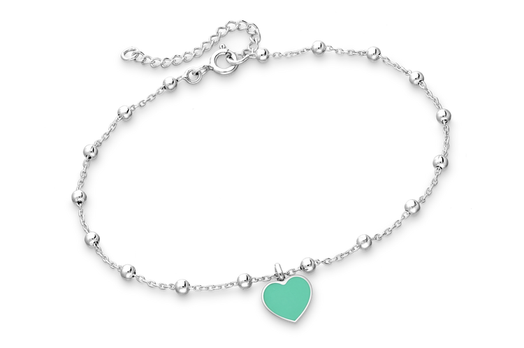Aqua Heart Silver Bracelet