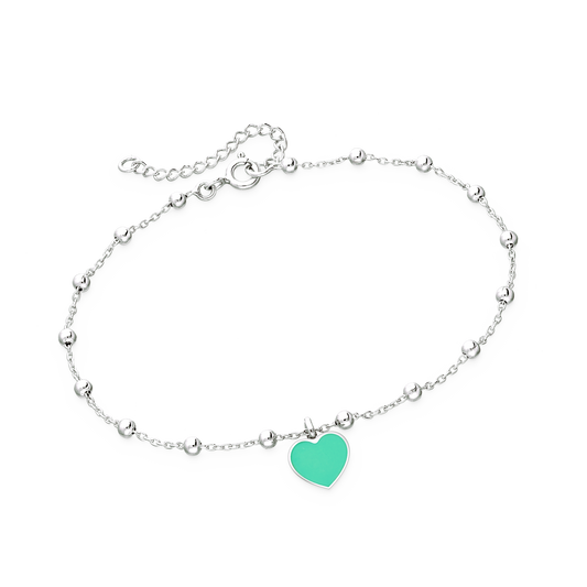 Aqua Heart Silver Bracelet