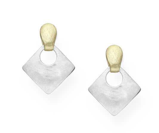 Brushed Silver And Gold Earrings