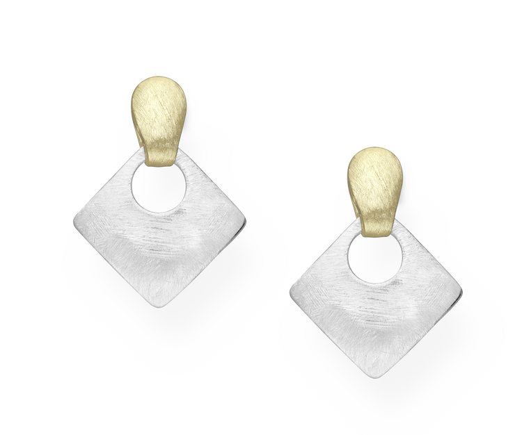 Brushed Silver And Gold Earrings