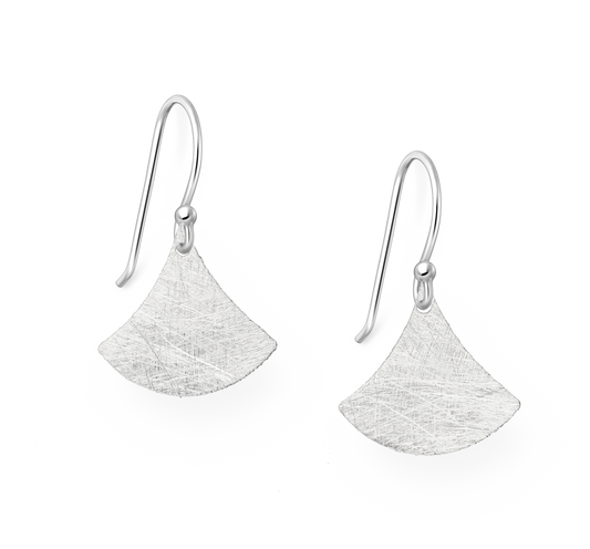 Brushed Fan Silver Earrings