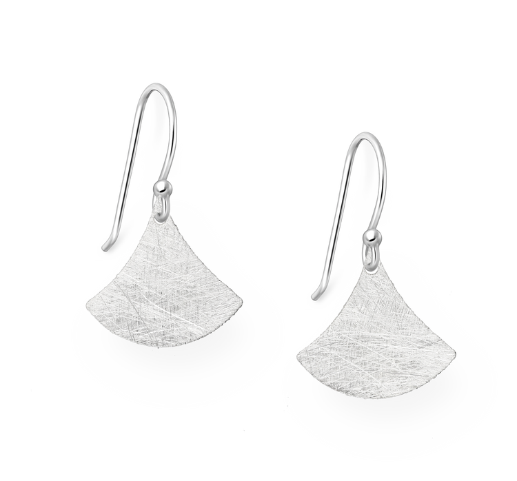 Brushed Fan Silver Earrings