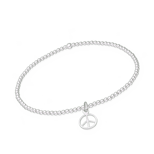 Peace Silver Bead Bracelet