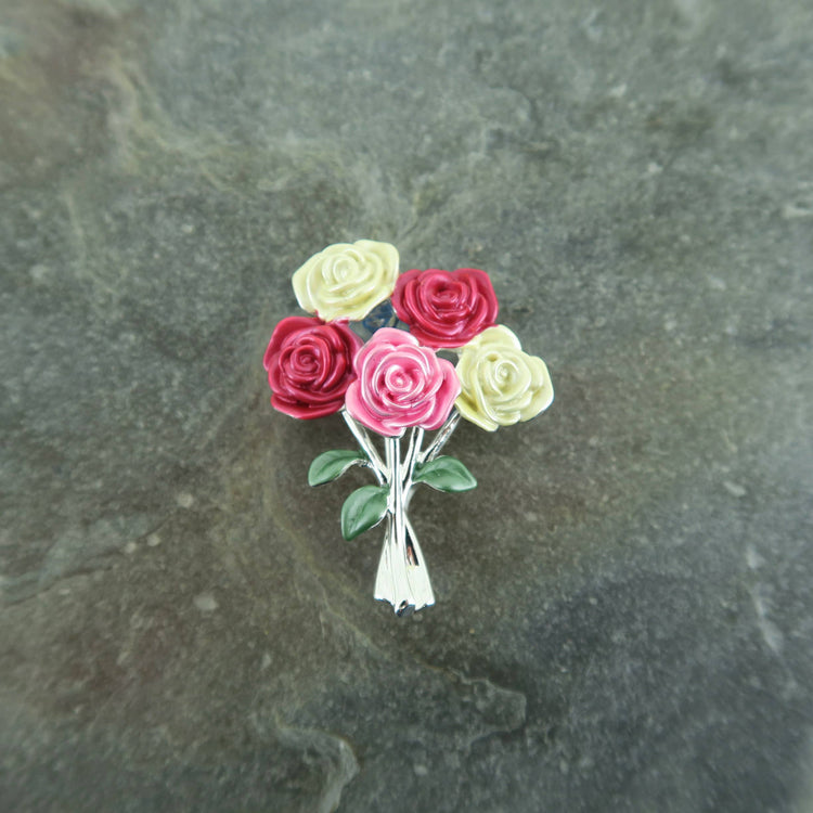 Roses Bouquet Flower Brooch
