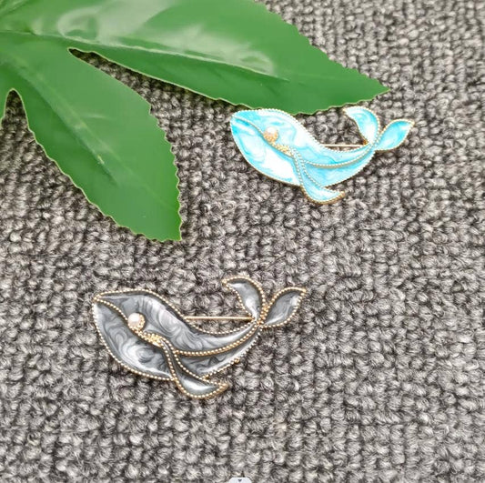 Enamel Whale Brooch | Clothes Pins: Black gray