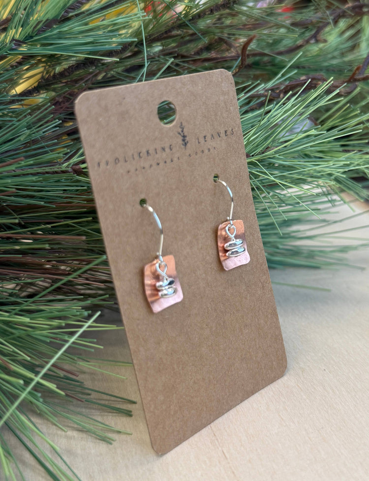Bent Copper & Hematite Earrings : Sterling Silver Ear Wires