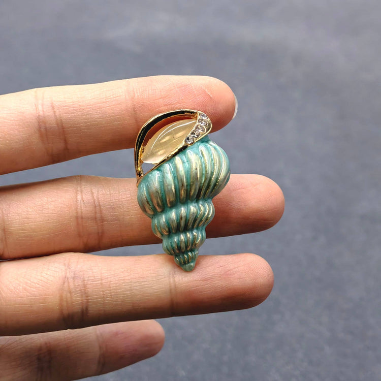 Enamel Conch Brooch