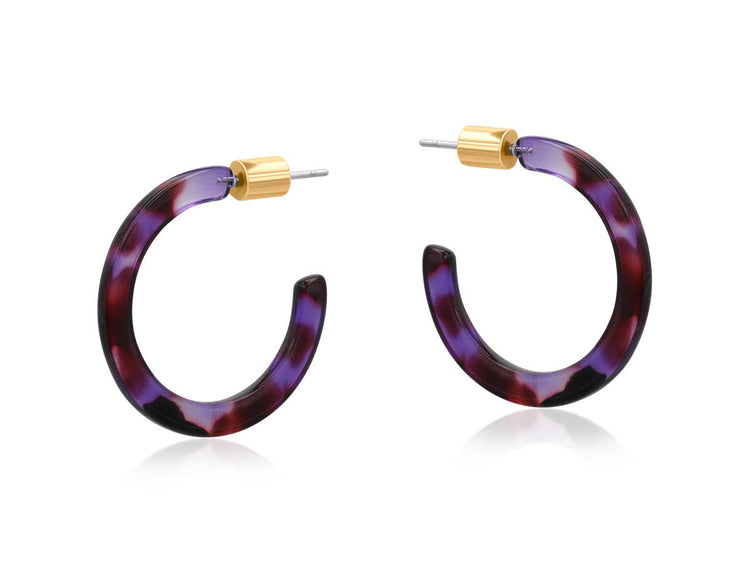 Livia Thin Resin Hoop Earrings: Purple