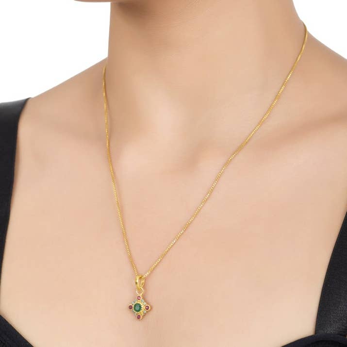 "Perfect Time" Emerald, Ruby & Turquoise Silver Pendant