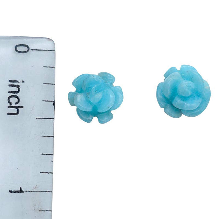 Amazonite Sterling Silver Rose Stud Earrings