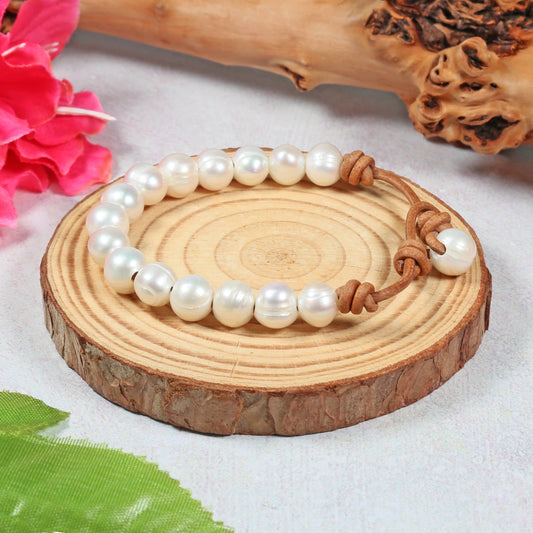 Fresh Water Pearl and Leather Bracelet