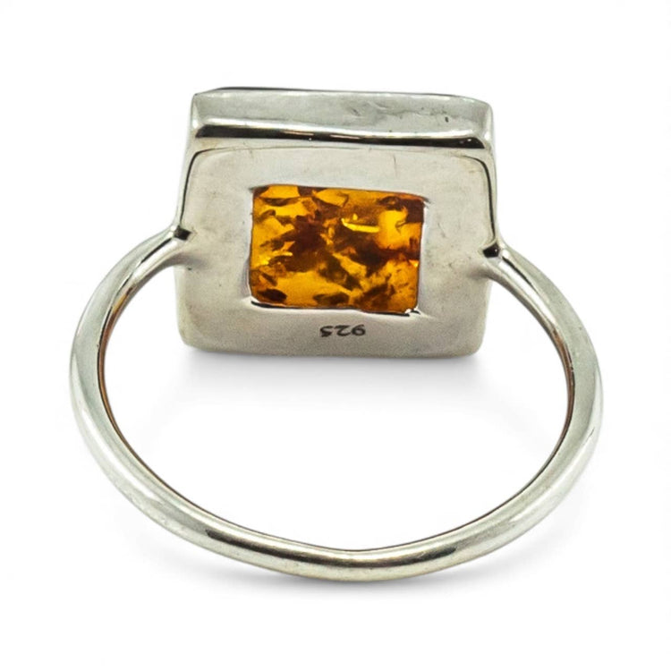 Amber Ring Sterling Silver