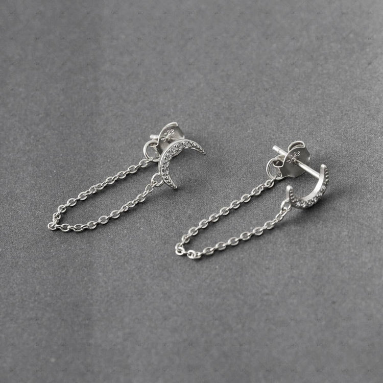 Silver Moon Drop Earrings