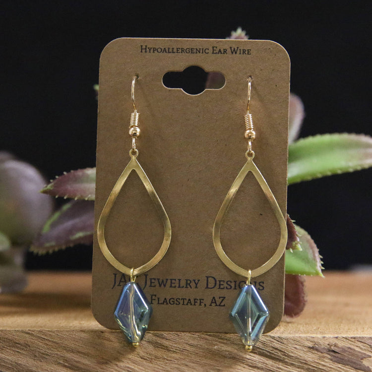 Diamond Drop Earrings: Blue