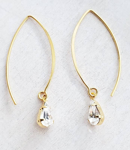 Vermeil Gold Crystal Teardrop Earrings