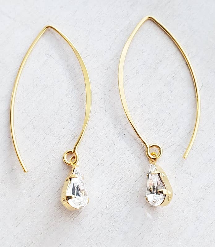 Vermeil Gold Crystal Teardrop Earrings