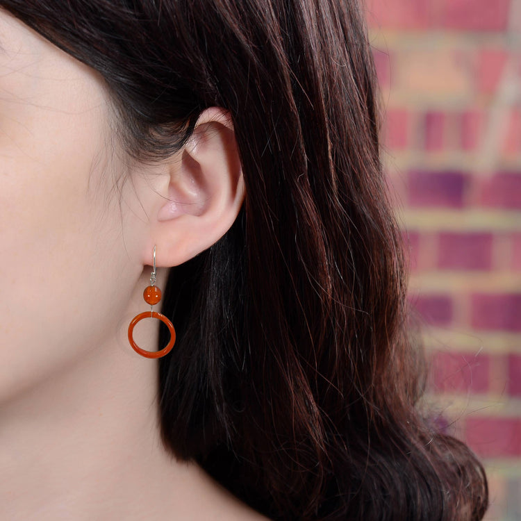 Onyx Ring Drop Down Earrings