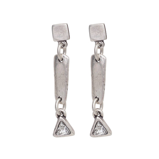 Handmade Clear Crystal Pewter Earrings