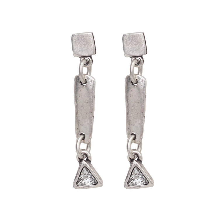 Handmade Clear Crystal Pewter Earrings