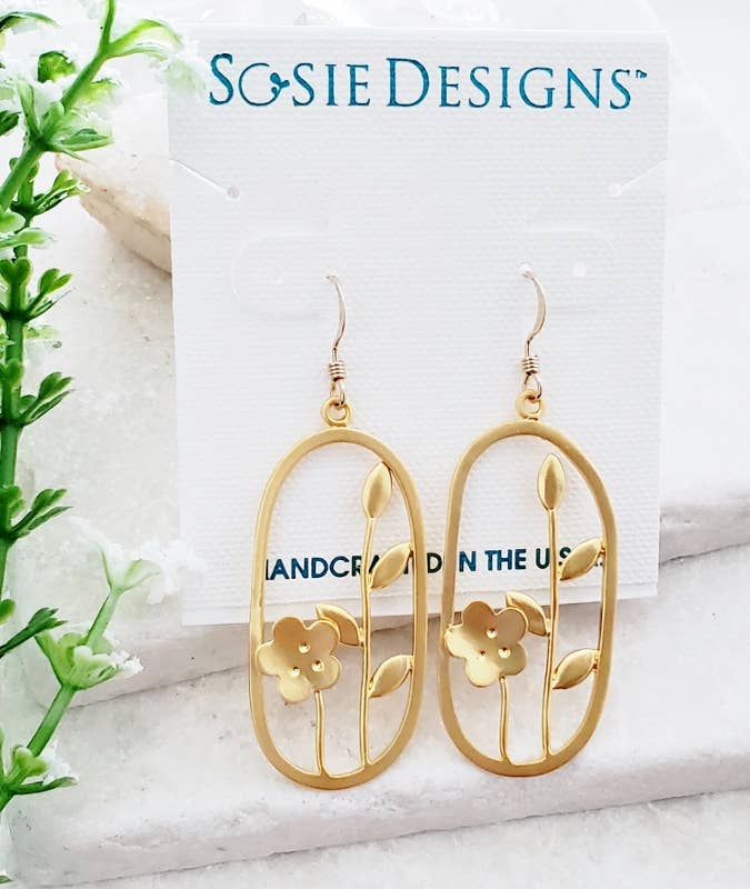Gold Matte Garden Silhouette Earrings