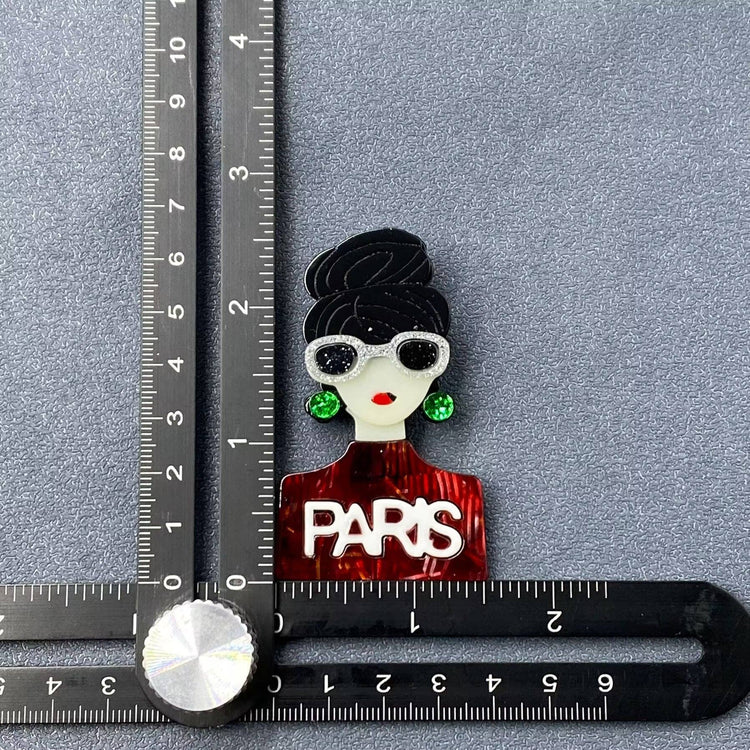 Paris Girl Acrylic Brooch